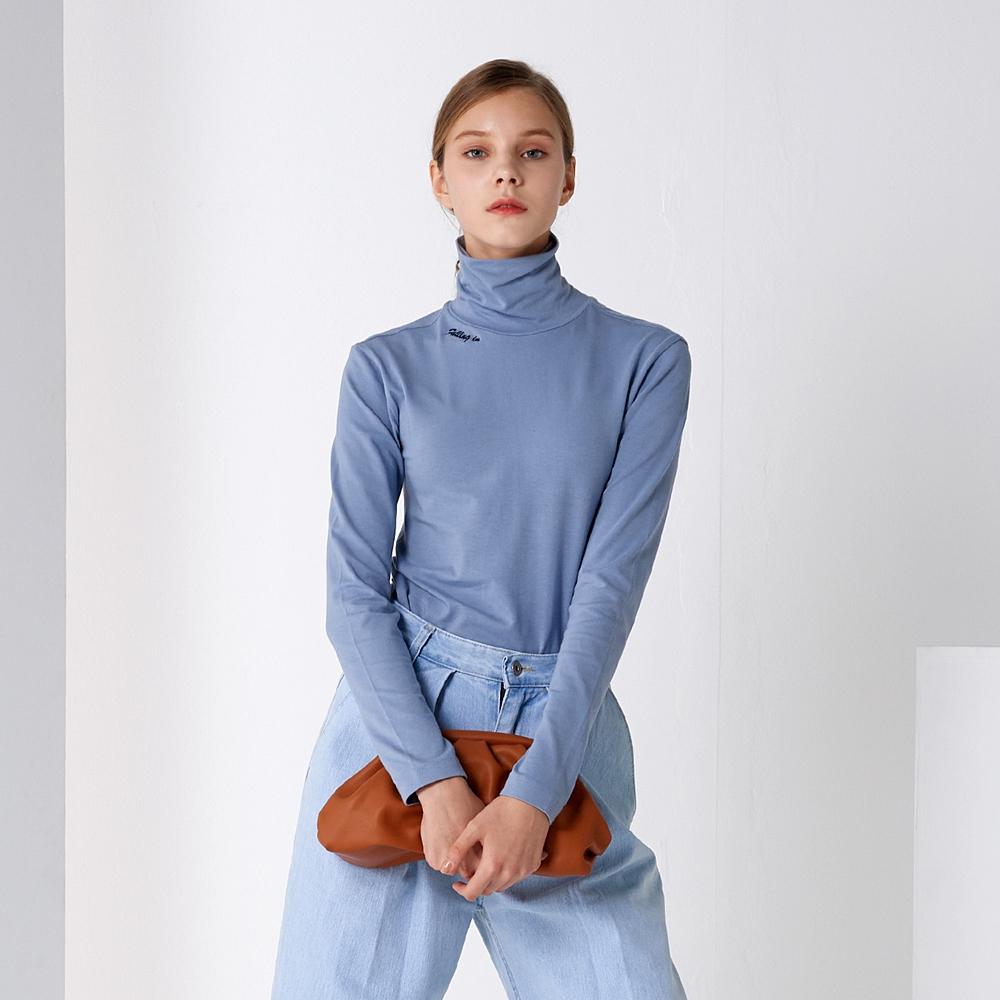PINBLACK Basic Lettering Turtle-Neck Blue