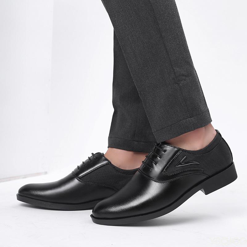 Fashionable New Men's Leather Shoes Classic Pointed Formal Wedding Business Men's Formal Dress Shoes Lace Up Zapatos De Hombre