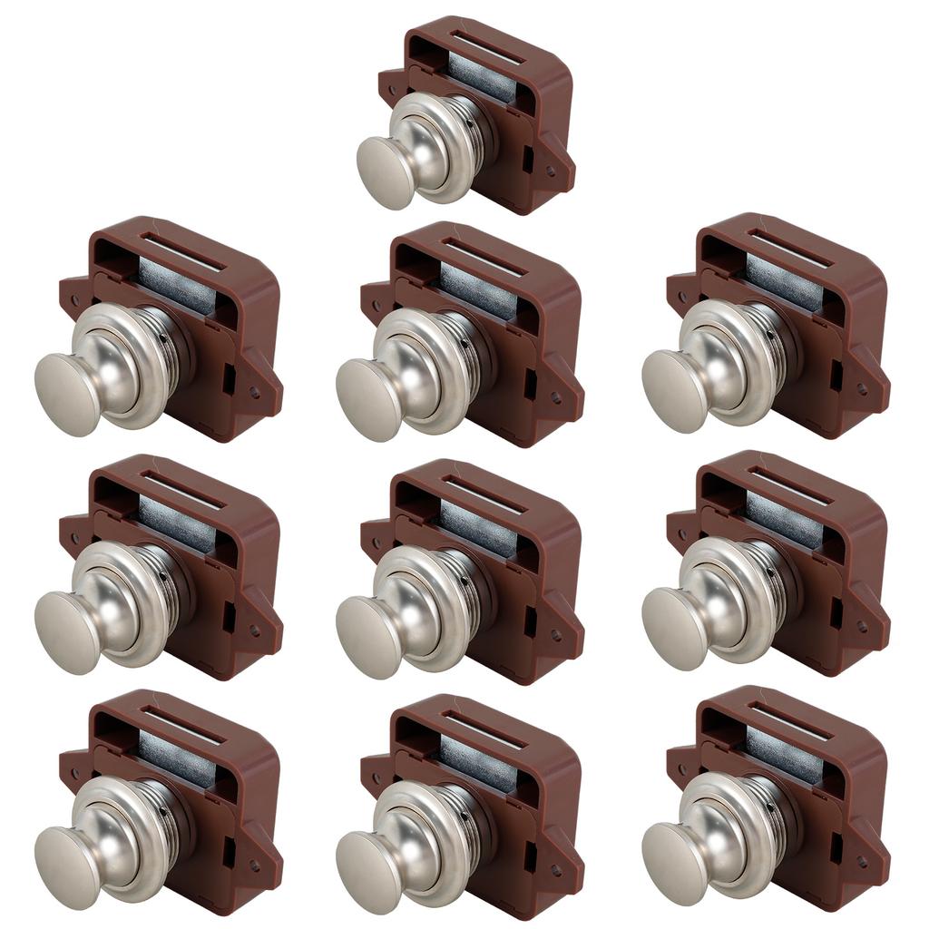 10Pcs Camper Car Push Button Latch RV Caravan Boat Drawer Cabinet Door Catch Keyless Cupboard Locks Furniture