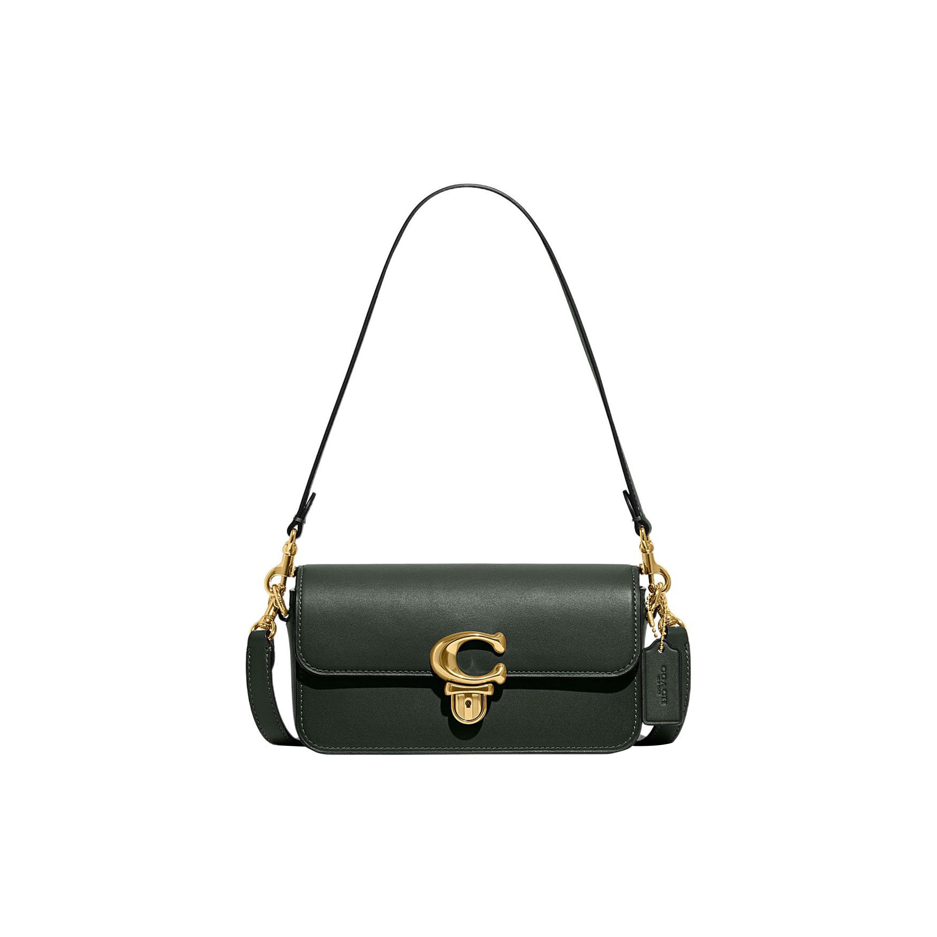 

Сумка Coach Studio 20 зі сріблястим логотипом, клапан з металевою застібкою-замком, шкіра, вичинена вручну, сумка-багет, кросбоді, сумка через плече, маленькі жіночі сумки, оливково-зелена CE331-B4RFT Basic Set (Bag+Dust Bag)
