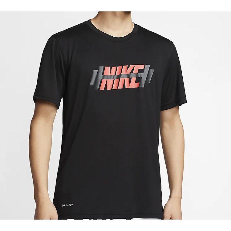 Nike Dri-Fit Legend Logo Print Short Sleeve T-Shirt Men Tops Black CT6471-010