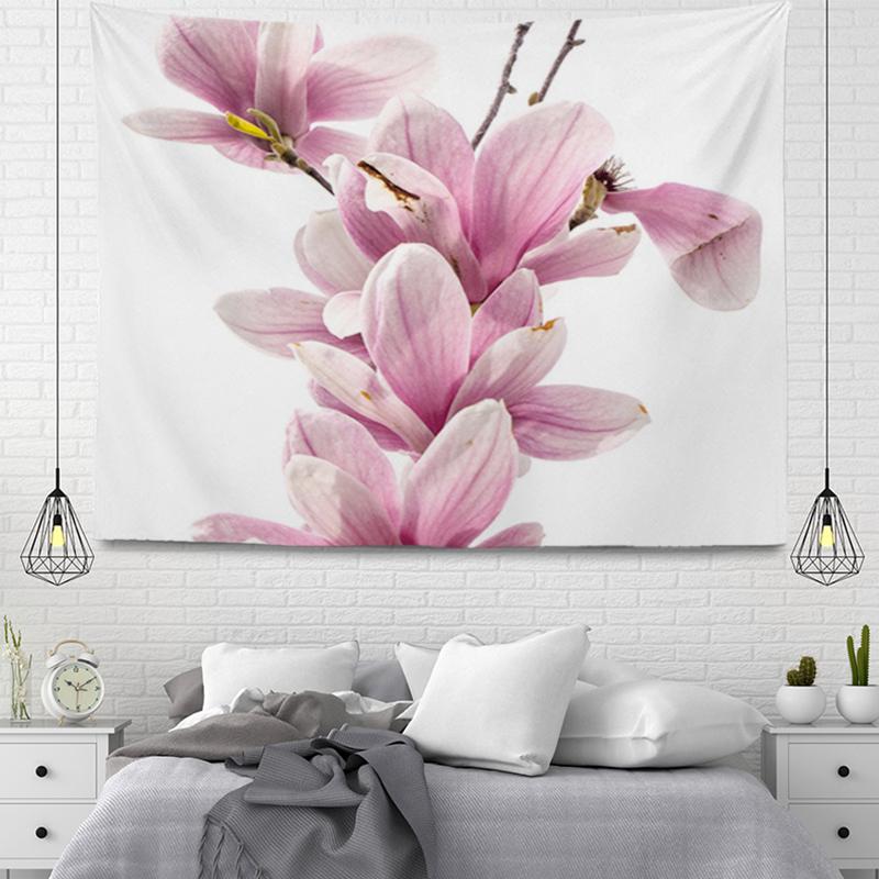 Pink Flowers Wall Tapestry Aesthetic Home Room Decor Boho Accessories Hanging Large Fabric Spring Simple Bedroom Tapestry
