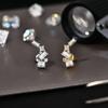 Retro Punk 925 Sterling Silver Irregular Geometric Stud Earrings - Cute, Fashionable Ear Cartilage Accessories