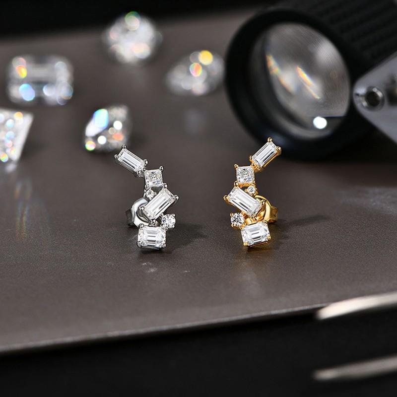 Retro Punk 925 Sterling Silver Irregular Geometric Stud Earrings - Cute, Fashionable Ear Cartilage Accessories