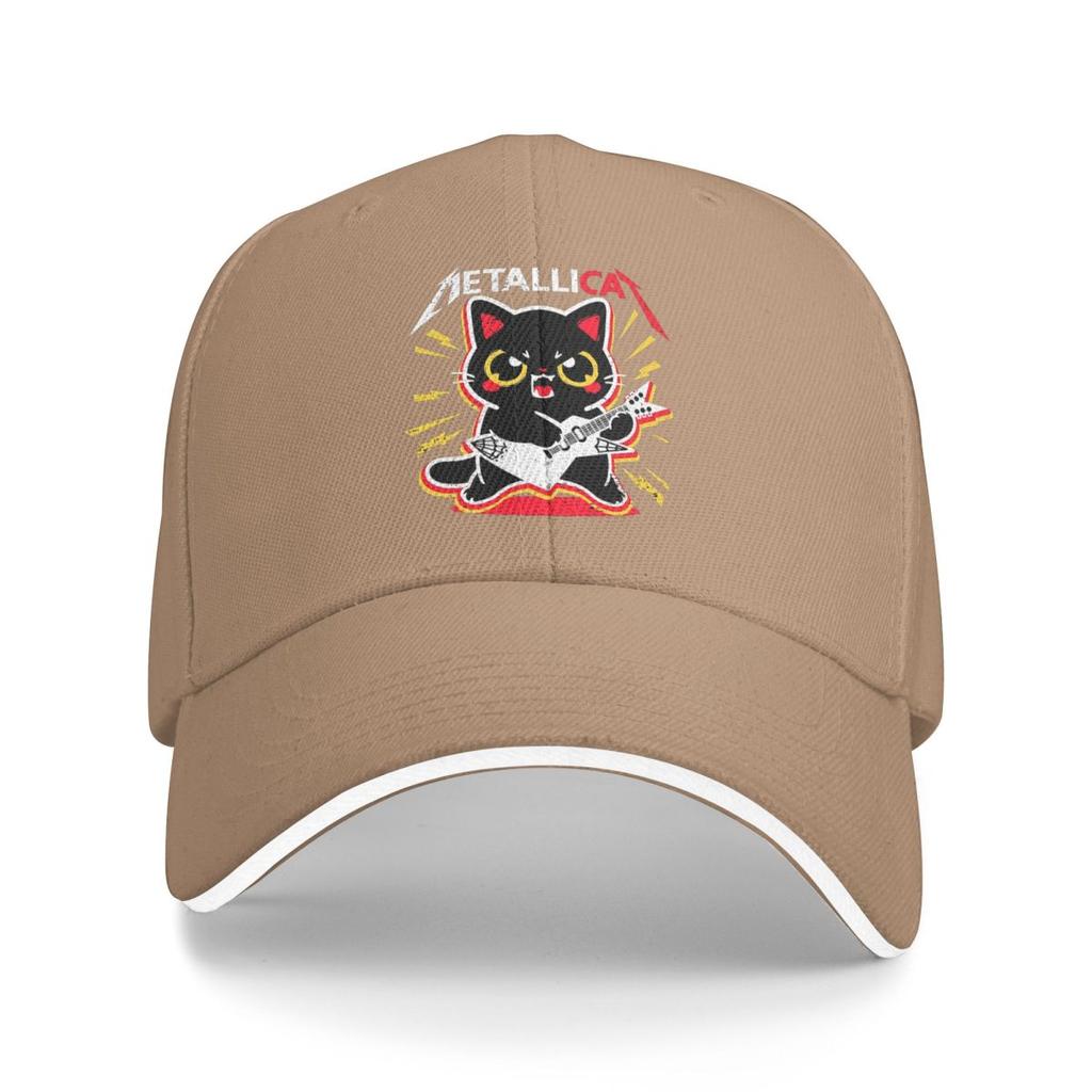 Meowtallica Rocking Black Cat Guitarist Baseball Caps Snapback Baseball Hats Breathable Casual Casquette Outdoor Unisex