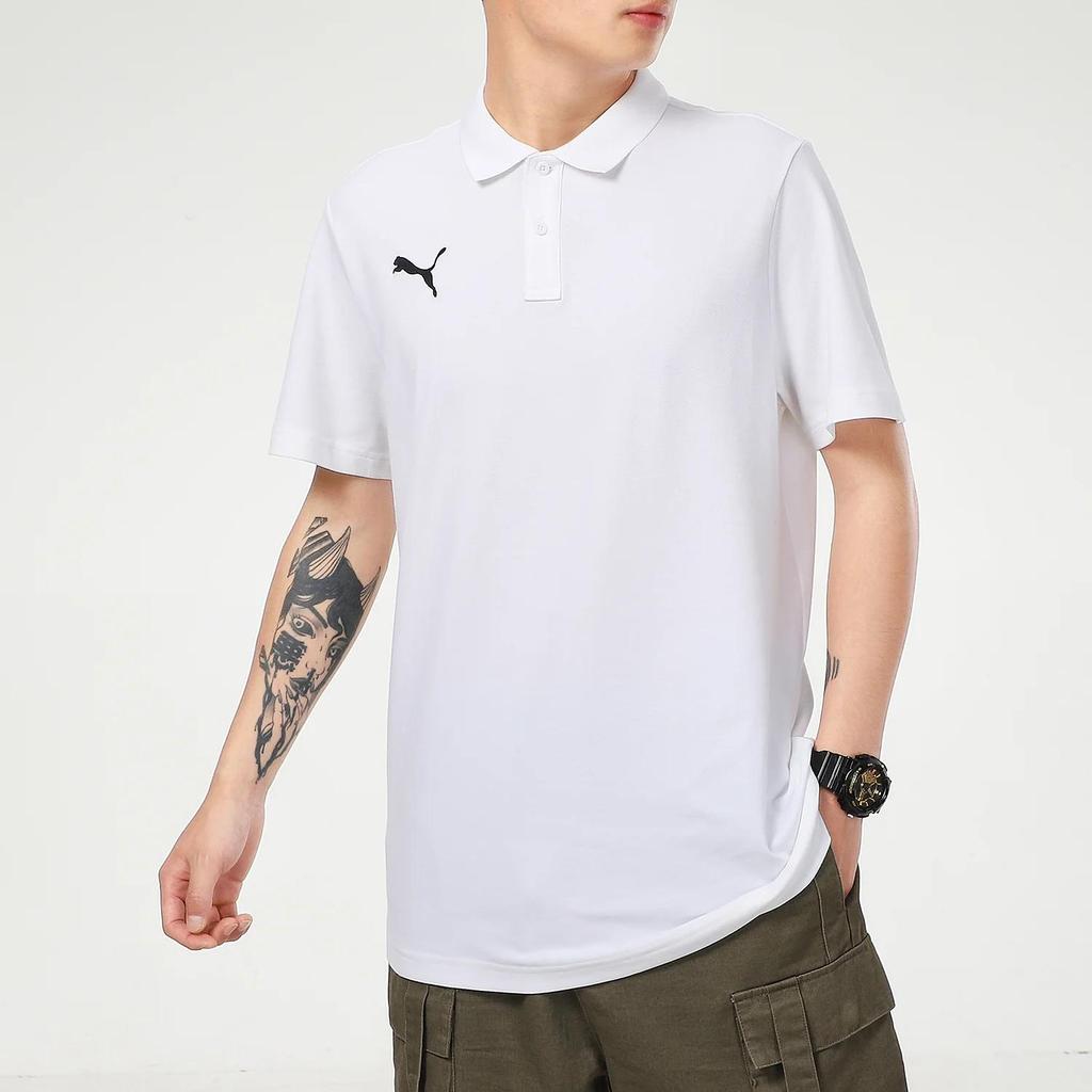 PUMA Polo Shirts Men's White Polo Collar Moderate Straight Fit (Unisex) Polo Shirts 656579 04