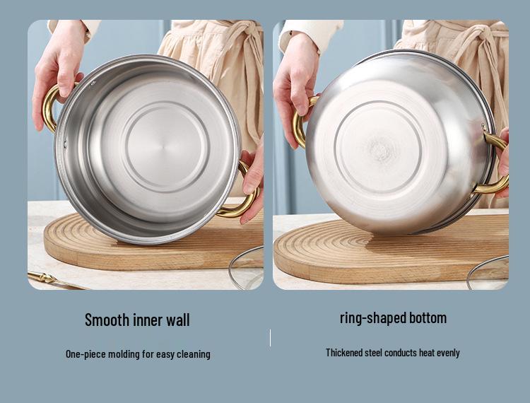 Gold Stainless Steel 10-Piece Cookware Set: Multi-Purpose Stockpot & Saucepan Gift Set