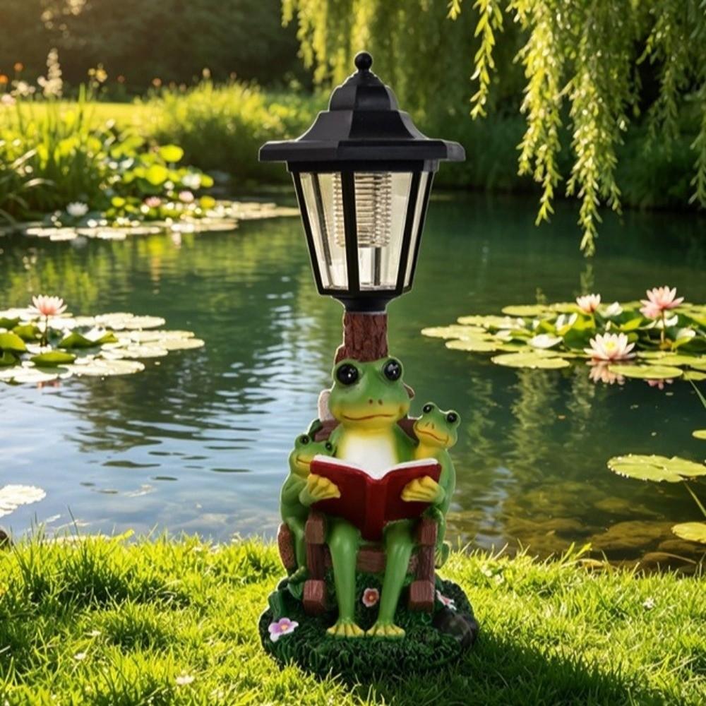 Lifelike Frog Plant Pot  Light Weatherproof Solar Frog Lamp Frog Statue Solar Light  Pathway Decor