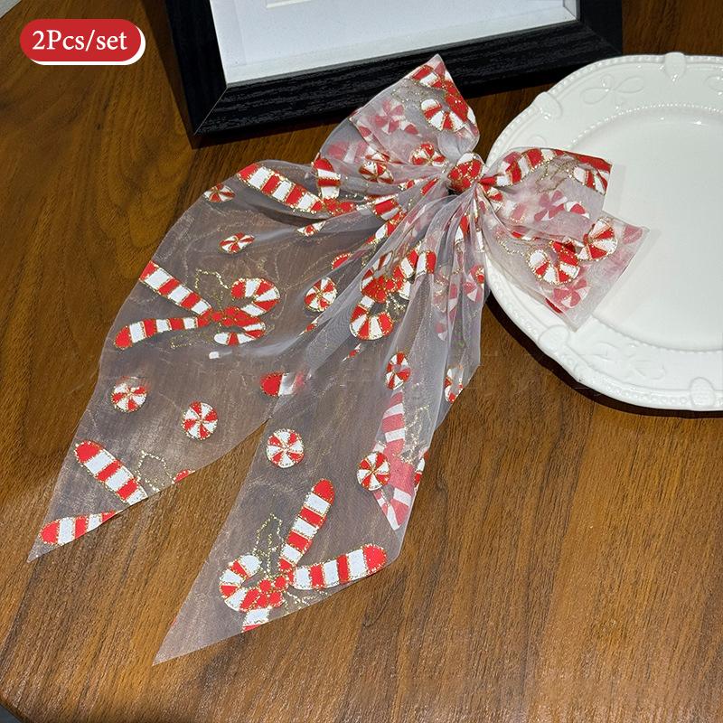 Weihnachtsstoff Haarspange, Schleife mit Weihnachtsmannmütze, Haarspangen mit Schleife, Feiertags-Haaraccessoire für Frauen & Mädchen, Weihnachtsfeier-Dekoration