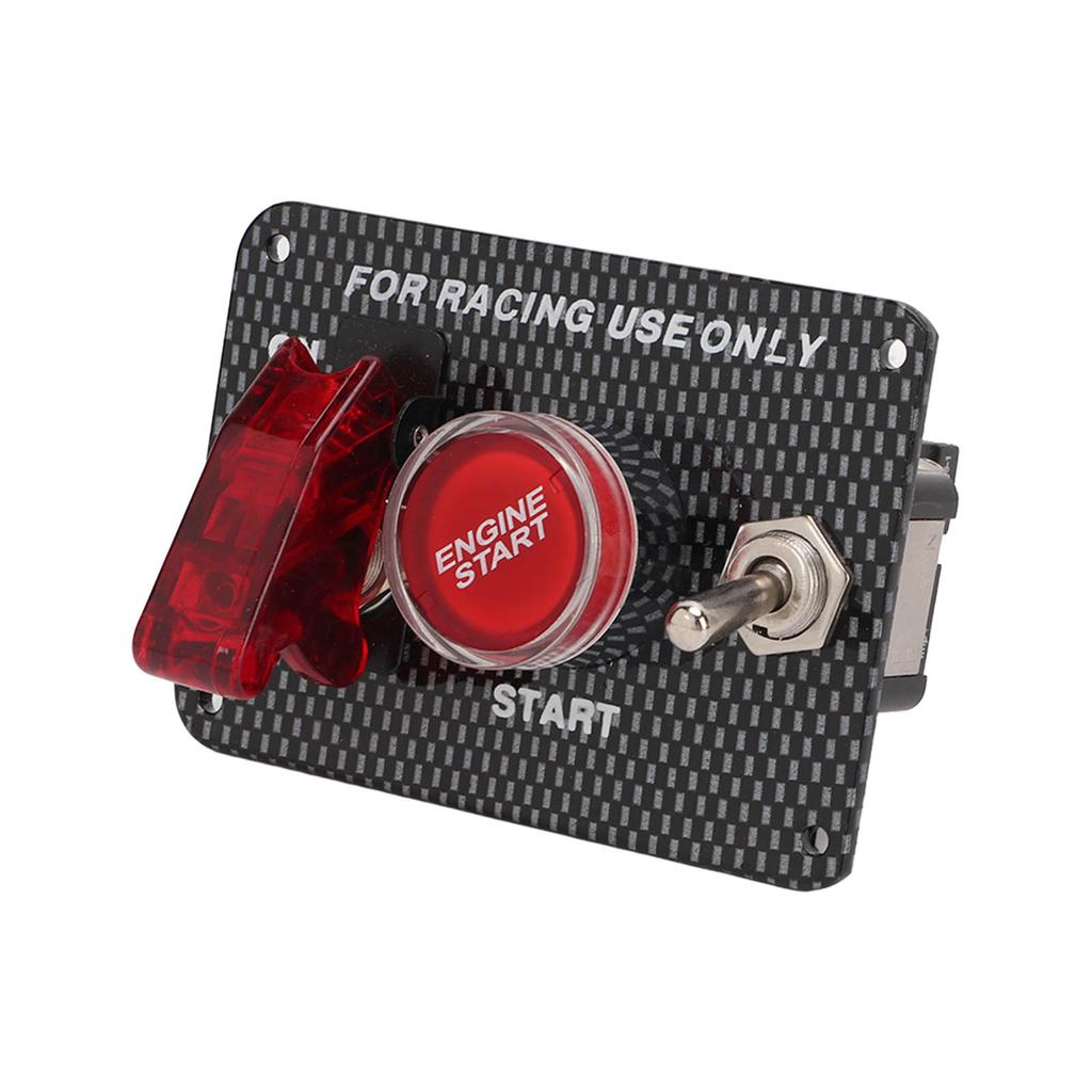 Universal Carbon Fiber Style 12V Ignition Switch Panel Aluminium Alloy Engine Start Push Button for Car