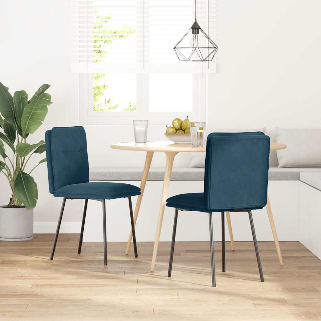 Dining Chairs 2 Pcs Blue Velvet