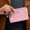 Coach Heart-Shaped Pendant Silver Metal Finish Patent Leather Wallet Women Wallet Pink CDF04-SVPK