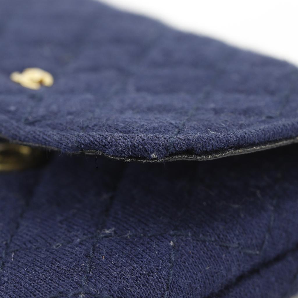 Chanel Chain Pouch Pouch Micro Matelasse Navy Blue Cotton Women Used