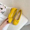 Höhenzunahme 5cm Wildleder Schleife runder Kopf flacher Mund Einzelne Schuhe Damen 25 Frühling neu retro Ein-Pedal flache Ballerinas
