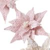 Simulated Pearl Artificial Poinsettia Flower Pink White Simulation Flowers  Wedding Decoration
