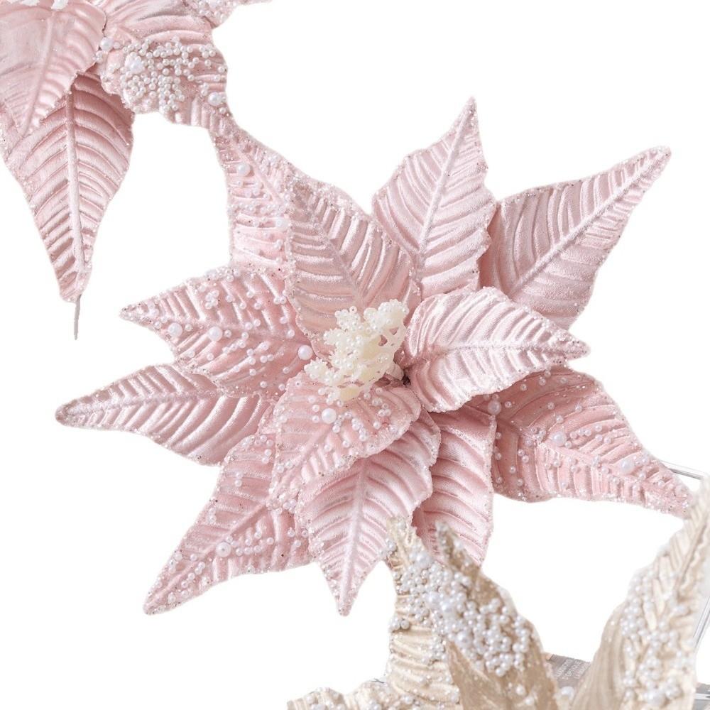 New 30CM Artificial Poinsettia Flower Simulated Pearl Pink White Christmas Flower DIY Christmas Flower Christmas Tree Accessory