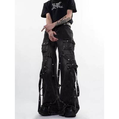 Heren Gewassen Denim Broeken Losse Rechte Pijp Wijde Pasvorm Casual Streetwear Jeans