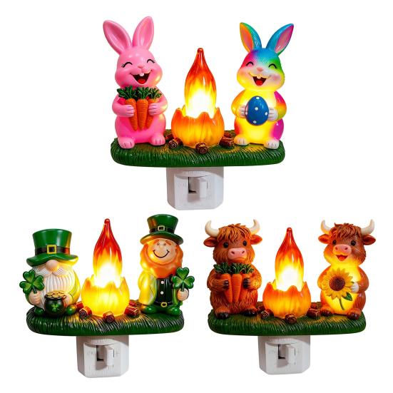 Easter Night Light Animal-Shaped Soft LED Lamp Colored Glass Lampshade Bedroom Atmosphere Lighting Living Room Dorm Party Decor