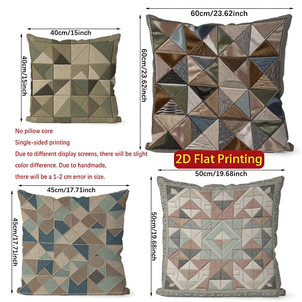 2D Geometric Pattern Decorative Throw Pillow Covers Pattern Cushion Cover Suitable For Sofa Bedroom Car Pillow Cover