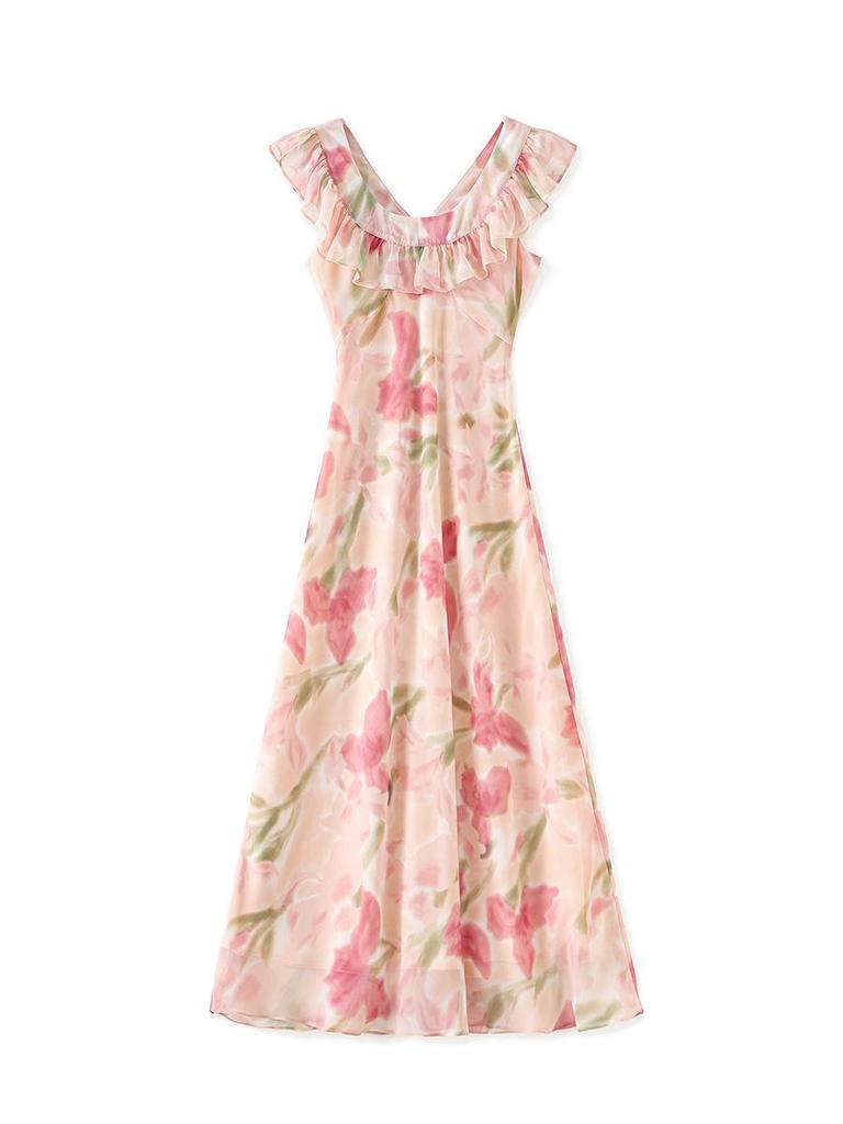 Elegant Slimming Summer Ruffle Dress - French Chic Style