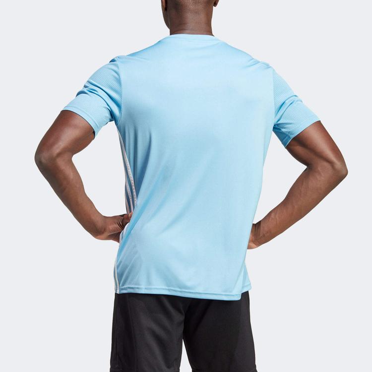 Adidas Tabela 23 Logo Pattern Crew Neck Short Sleeve Football Shirt Men Tops Blue IA9145