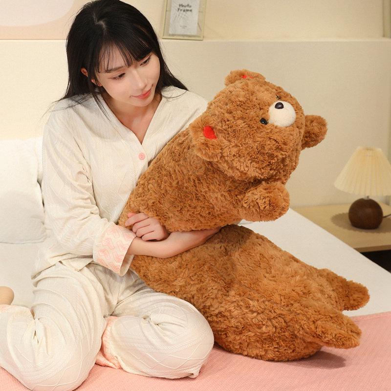 Brown Bear Plush Toy & Hugging Pillow for Girls - Elephant & Long-Eared Rabbit Options Available