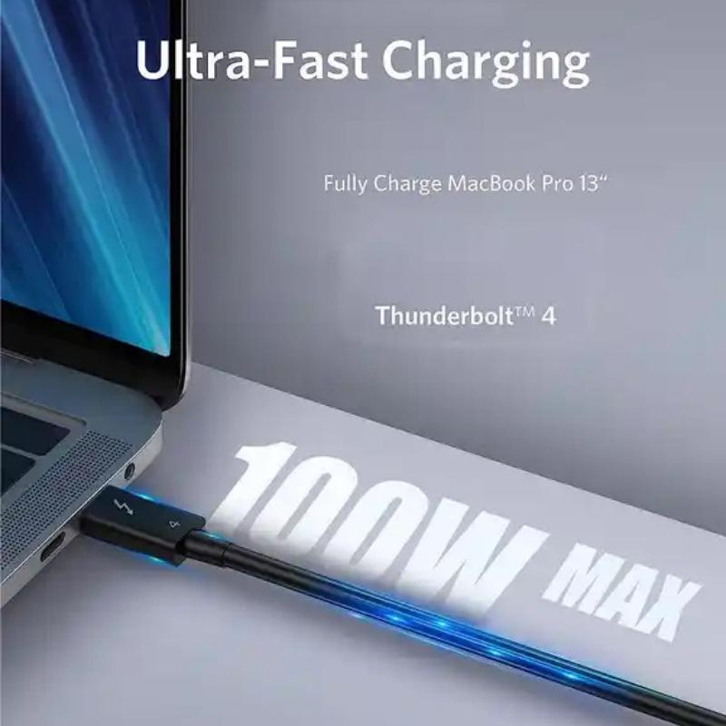 

QG-TB4 0.7m ThunderBolt4 Cable Fast Charging 8K 60Hz HD Video Output Type-C Cord