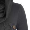 Women's Plus Size High Neck Hooded Knit Sweater with Button Detail