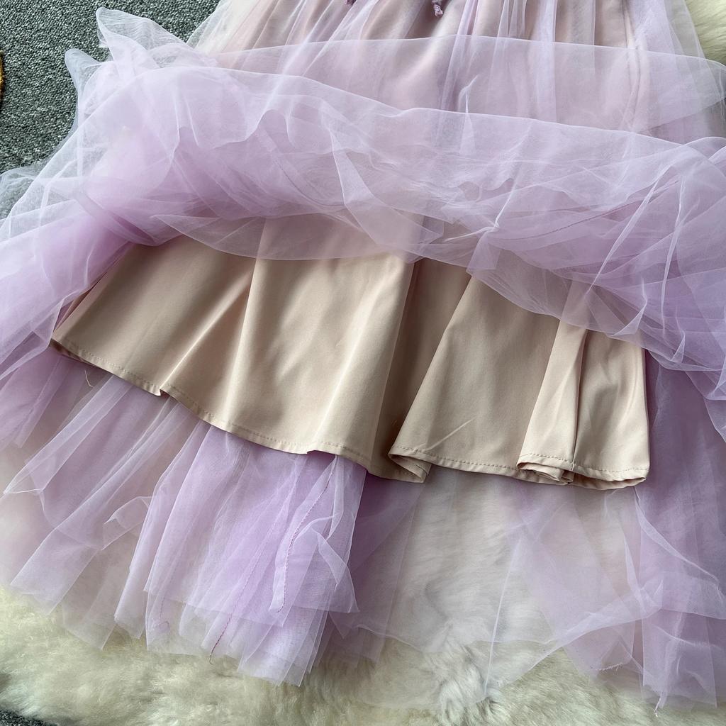 Suknia w stylu dworskim w stylu francuskim dla kobiet z okrągłym dekoltem, krótkim rękawem, sznurowaniem, sukienkami maxi, eleganckimi sukienkami w kształcie litery A