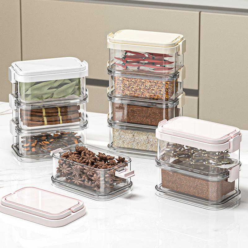 Pudełko do przechowywania przypraw kuchennych, Domowy szczelny słoik, Puszka do układania w stosy, Pojemnik do przechowywania przypraw i dodatków spożywczych: pieprz syczuański, anyż gwiazdkowy, przyprawy i dodatki