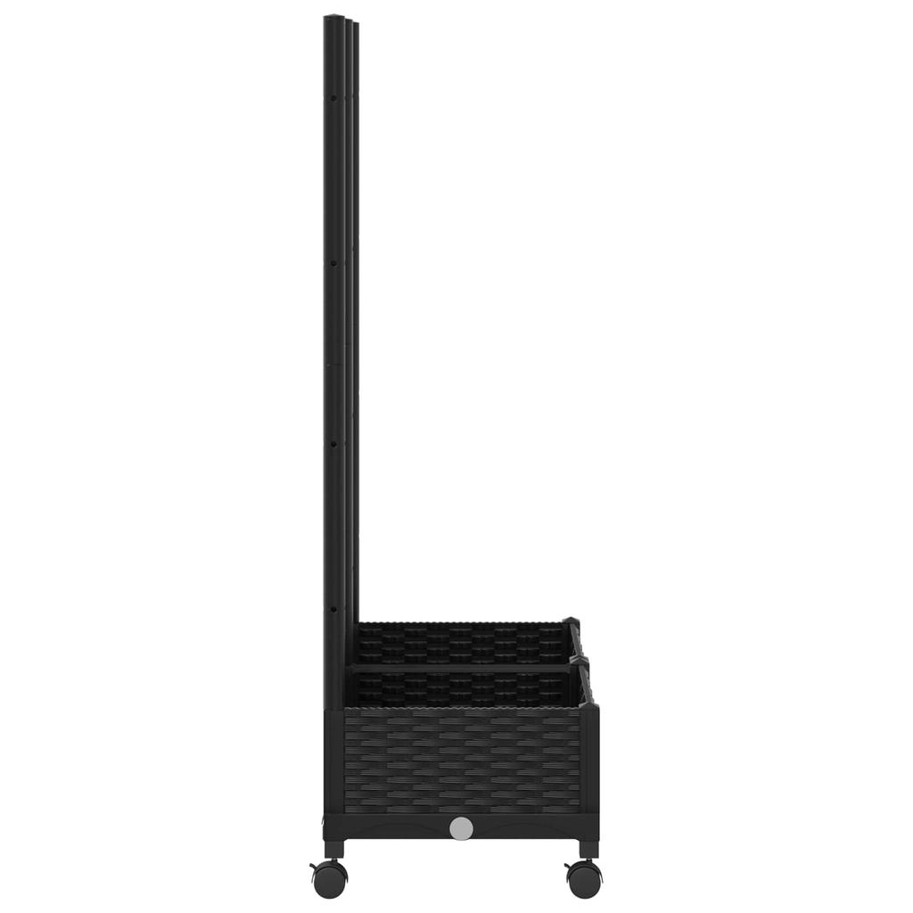 Planter with Trellis and Wheels Black 80 X 40 X 131.5 Cm
