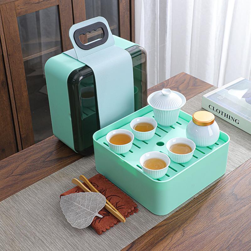 

Outdoor Portable Celadon Tea Set Creative Ceramic One Pot Four Cups With Tea Can Set Cheap Gifts cover bowl 170ML cup 60ML