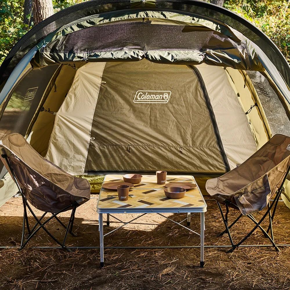 COLEMAN Natural Puzzle Outdoor Picnic 30kg Load Table/90 - Camping, BBQ, - Foldable, Capacity, Antibacterial, Stable, Family/Duo