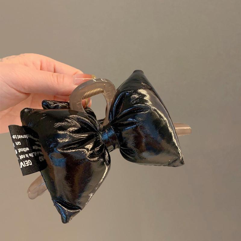 

Серебристая 3D черная заколка-краб с бантом - Роскошный аксессуар для прически принцессы