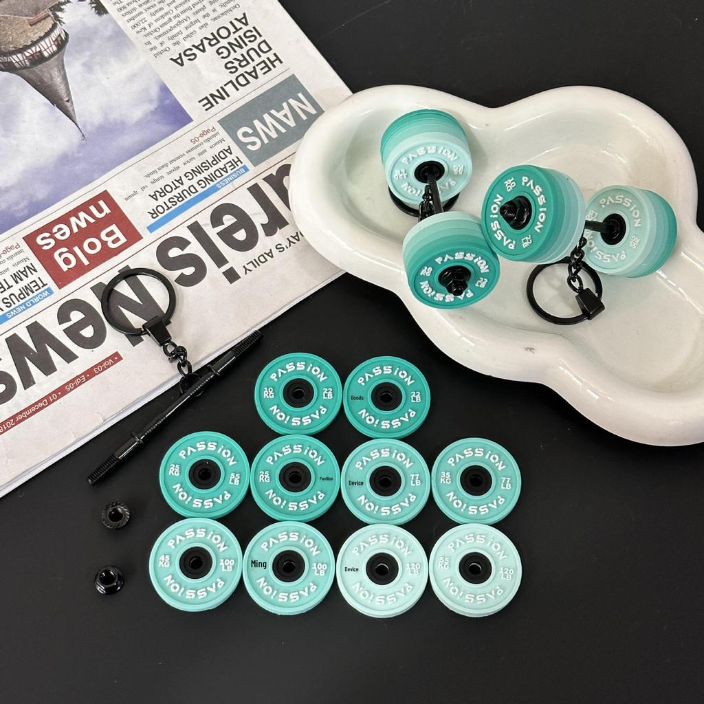 Fitness Series Gummi-Schlüsselanhänger: Hantel- & Kurzhantel-Anhänger für Geschenke