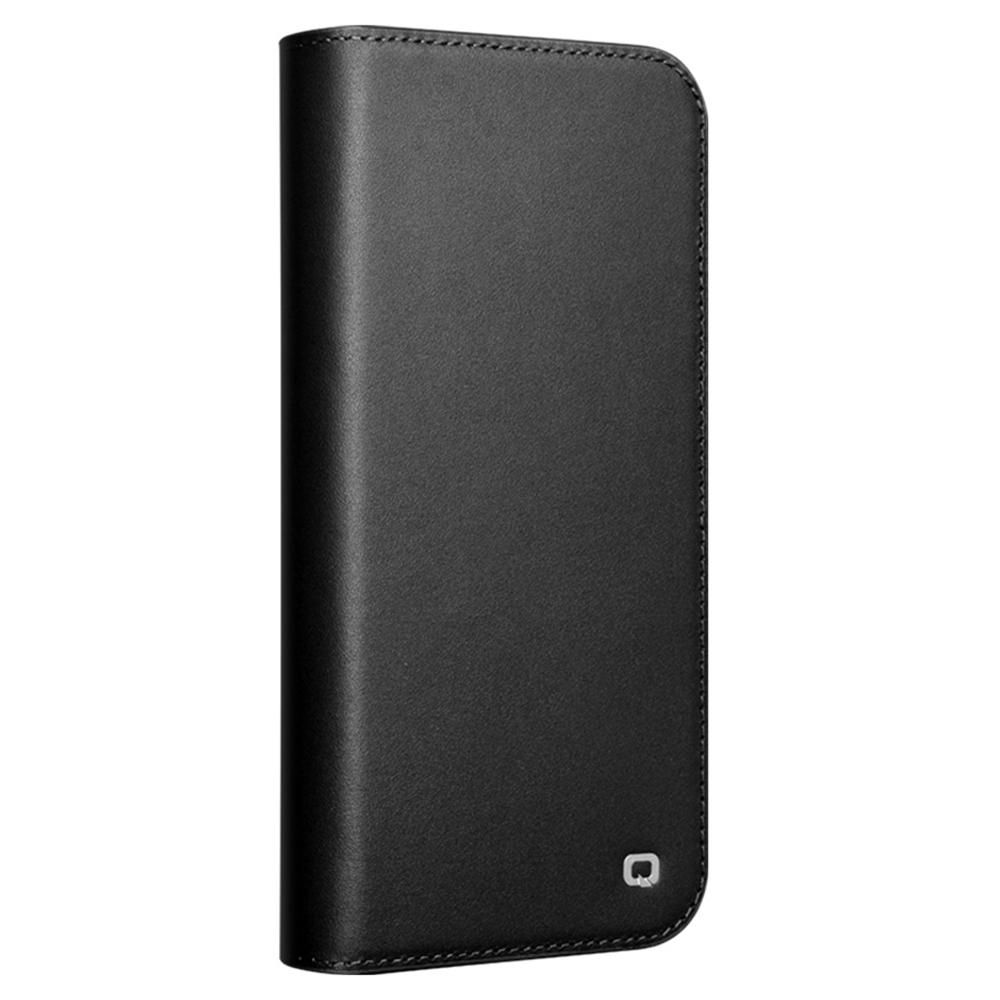 QIALINO Für iPhone 16 Pro Ständerhülle Sturzsicher Echtes Rindsleder Brieftasche Handyhülle