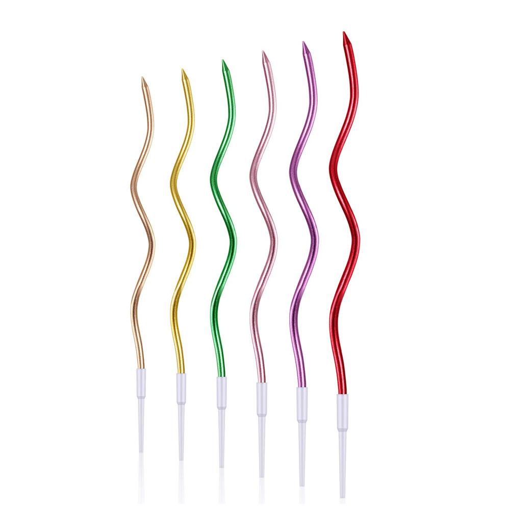 48pcs Twisty Birthday Spiral Cake Candles Long Thin Curly Coil Metallic Cupcake Candles for Birthday Wedding Party Decoration