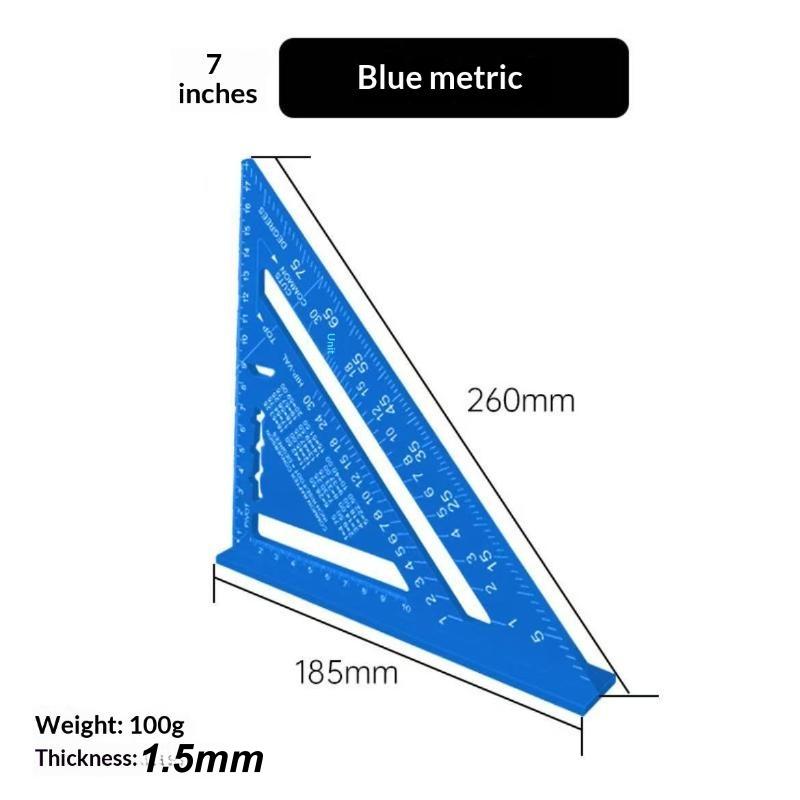 Aluminum Alloy Triangle Ruler High Precision Clear Scales 1Pcs Lightweight Portable Gauge for Engineer Woodworking Projects