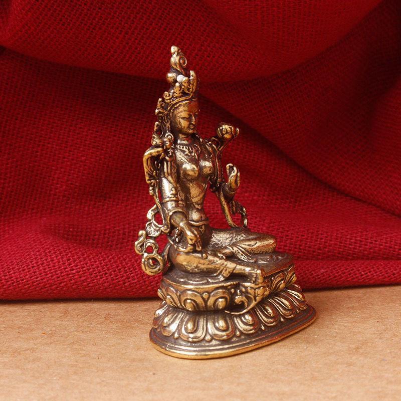 Pure copper Nepalese craftwork statue Buddha, Bodhisattva saving the eight difficult mother Tantric, small Buddha sculpture, 1Pc