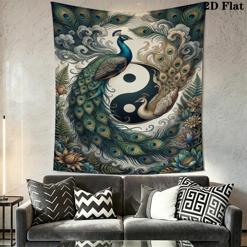 Peacock Wall Tapestry Aesthetic Wall Hanging Printed Fabric Blanket Decorative Tapestries for Bedroom Living Room Home Decor