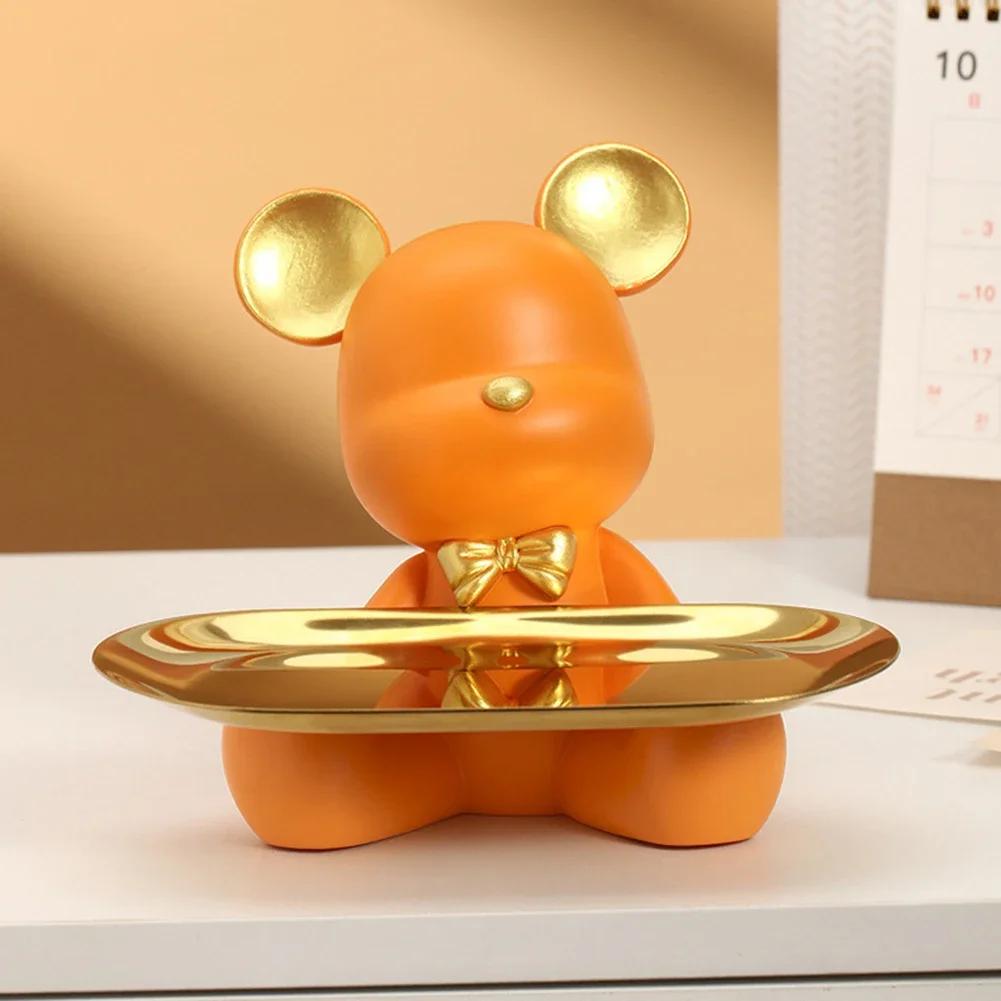 Bear Cool Sculpture Entrance Crafts Resin Art Figurines Candy Sundries Animal Sculpture Household Supplies for Study Coffee Shop