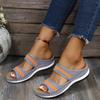 One-word slippers women's shoes fashionable wedge heel hollow comfortable flat sandals