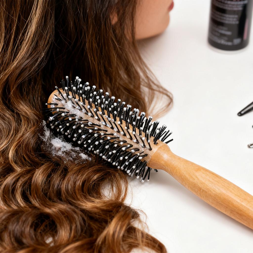 Round Hair Brush Smoothing Hair Reduces Frizz Wooden Round Curling Roller Comb with Anti Static Handle for Men Women
