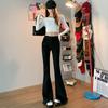 Black Furrowed Jeans for Women In Spring and Autumn New High-waisted Slim Slim Tassel Mopping Bell-bottom Pants