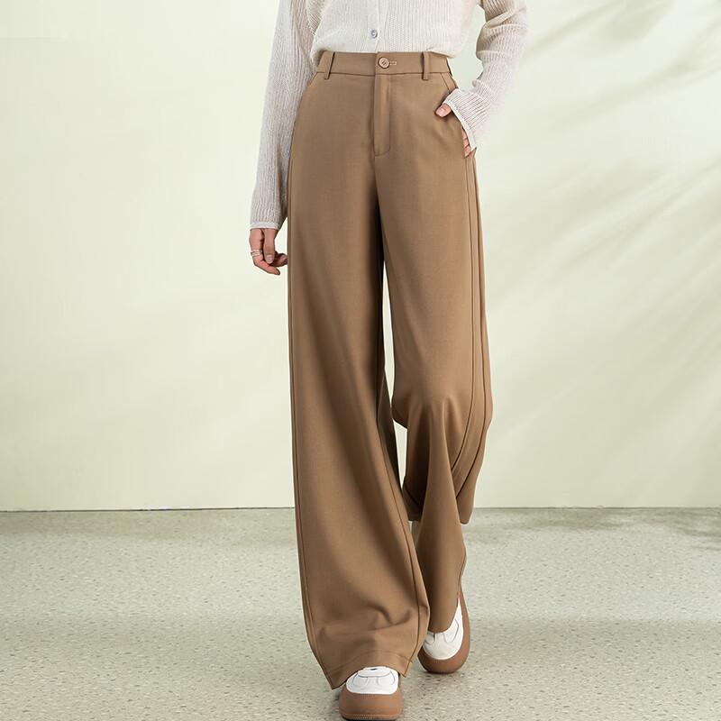 Fanzhen Women's High-Waist Wide-Leg Wool Blend Casual Pants