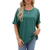 2024 Women's Spring/Summer Loose Solid Color Round Neck Short Sleeve T-Shirt