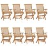 Garden Chairs - EXCLUSIVE HOUSE - Set of 8 - Solid Teak - Beige Cushions - Foldable