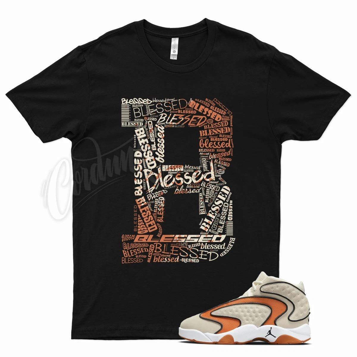 Black BLESSED T Shirt for Air J1 OG Womens Coconut Milk Orange 3XL