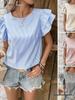 2026 European & American Summer Women's Striped Ruffle Sleeve Top