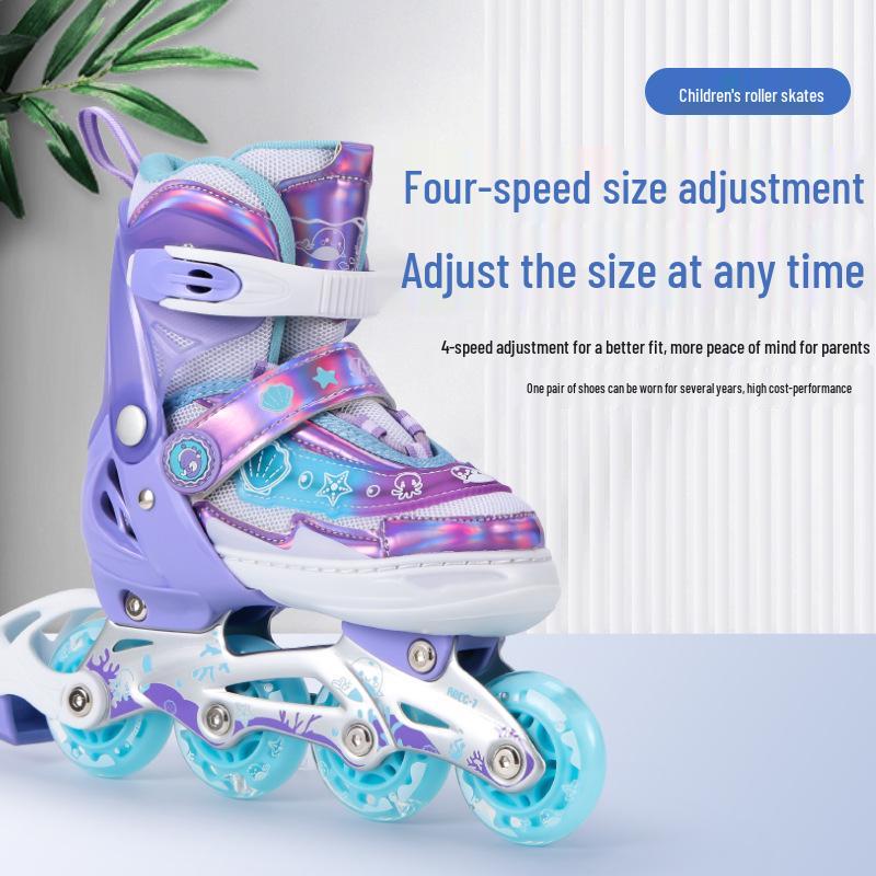 Adjustable Kids' Rollerblades - Beginners' Inline Skates with Glow-in-the-Dark Anti-Slip Wheels